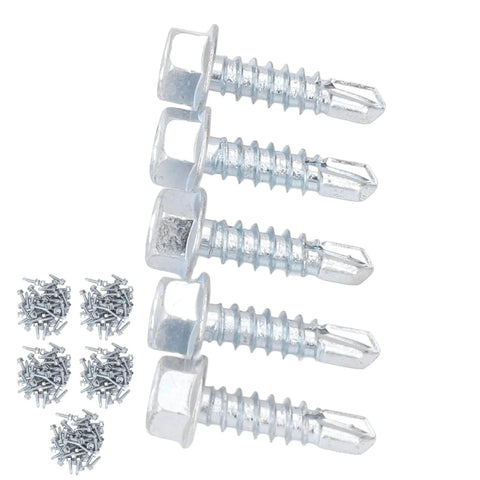 250 Piece M4.2x16mm Self Drilling Screws With External Hex Drive Galvanized Carbon Steel High Hardness for Wood and Metal