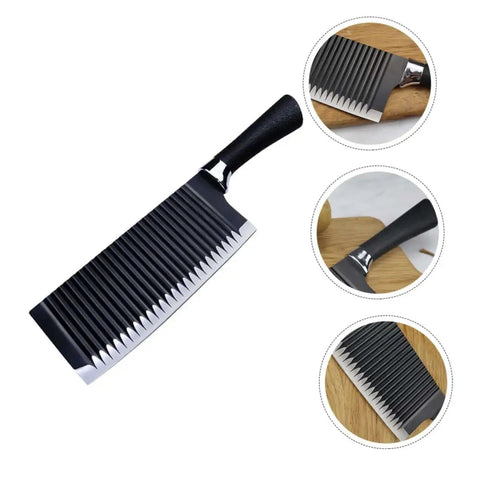 Wavy Cutter For Vegetables And Fruits Stainless Steel Crinkle Slicer Cuts Potatoes Carrots Onions Cheese And More, Durable Crinkle Knife