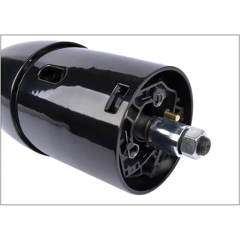 Close-up of GM 32 Inch Steering Column Floor Shift Replacement With Key 9 Hole Adapter Black, showing black stainless finish.
