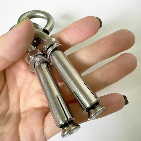 2 Pack M8 Stainless Steel Expansion Eyebolts Heavy Duty Beefy Shoulder Lag Ring Bolts Lifting Hardware With Nut For Wall Ceiling Concrete Masonry Anchors Rustproof Durable Construction Built To Last For Heavy Lifts