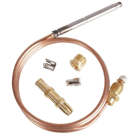 Robertshaw thermocouple kit with 36-inch copper tube, brass fittings, and sensor probe.