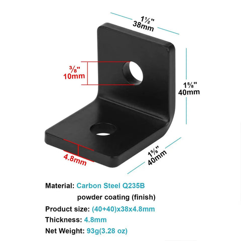 Beefy Black Rafter Clips And Brackets For Wooden Battens And Timber Beams Ceiling Joists, 1-1/2 inch, side view with measurements