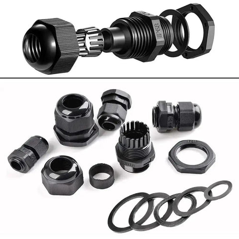 Waterproof Nylon Cable Glands Kit 40 Pcs Set With Eight Per Size Adjustable Wire Glands Joints For Outdoor And Industrial Use