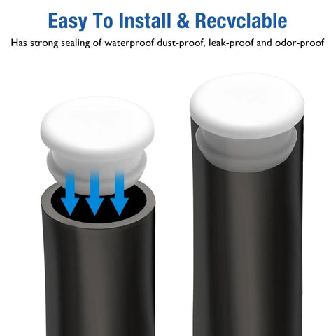 8 Pack Silicone Hole Plugs Locking End Caps For 1-1/2 Inch Holes Waterproof shown sealing a black tube