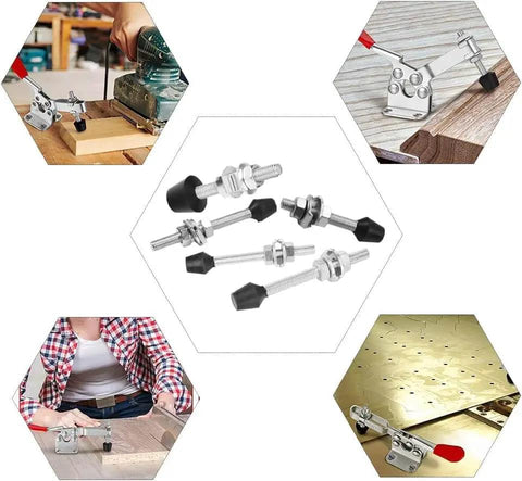 Two Pack Vertical Quick-Release Toggle Clamp With Rubber Pressure Tips, Heavy-Duty Carbon Steel Body, Easy Grip Handle