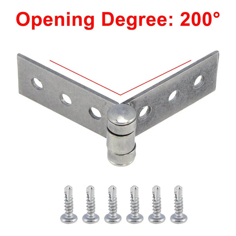 3 Inch Silver Stainless Steel Folding Butt Hinges For Furniture Doors Frameless Glass Windows 2 Pack, 200 Degree Opening