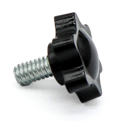 1/4-20 Threaded Knurled Thumb Nuts With Black Grip Knob Screws For Quick Hand Tightening close-up image