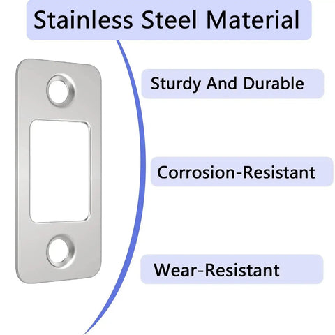 Stainless Steel Round Corner Deadbolt Strike Plate, 1 Inch By 2.25 Inch, 2 Pack With Screws, heavy duty backplate with durable features.