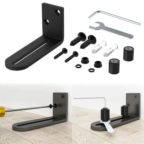 Sliding Barn Door Floor Guides Adjustable Stay Roller Hardware Kit With Smooth Ball Bearings Flat Bottom Design Flush