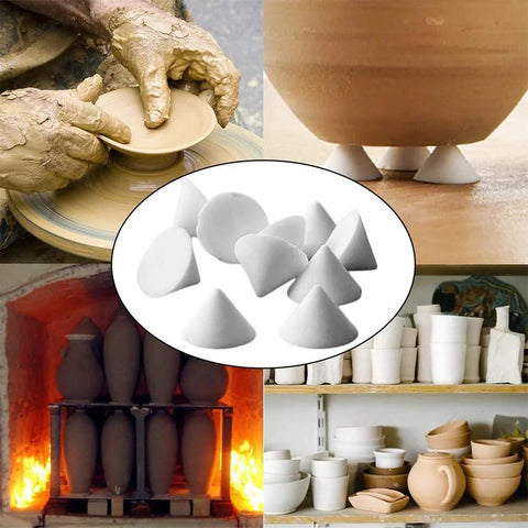 Pottery kiln cone-shaped ceramic supports; 50-piece set for high-temperature firing.