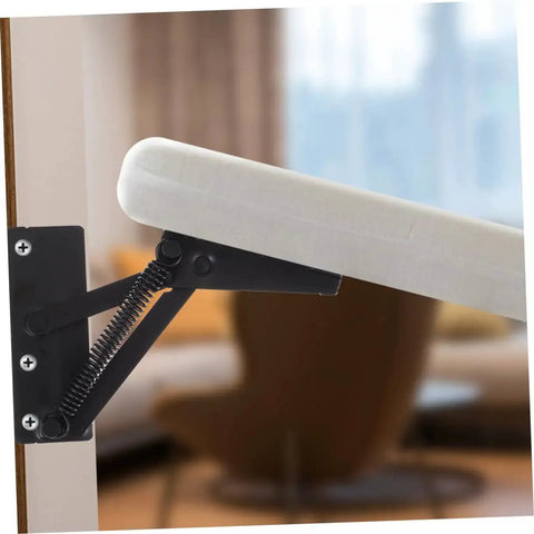Heavy Duty 2 Pack Folding Hinge Lifting Brackets For Sofas, Beds, And Cabinet Doors With High Load Capacity Foldable Design, No Fuss Easy Install Durable Cold Rolled Steel Versatile Furniture Hardware Built For Daily Use By JECOMPRIS installed on furniture piece in modern living room.
