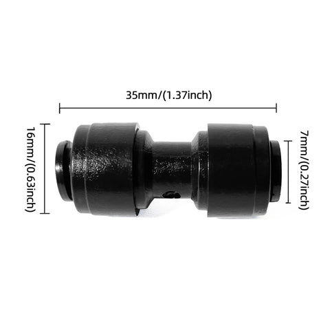 Amazon 1/4-inch quick-connect drip irrigation coupling, black plastic straight fitting