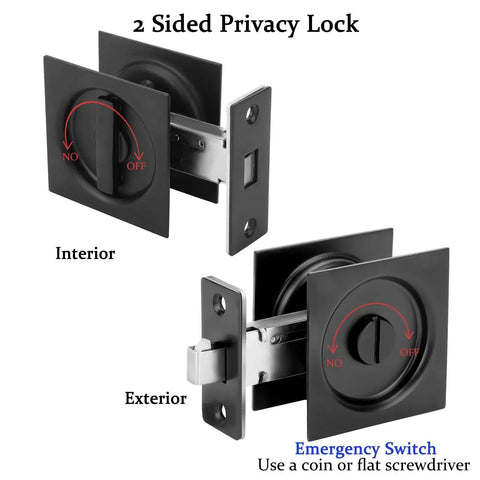 Pocket Door Privacy Lock And Pull In Stainless Steel 304 For Bed And Bath, Contemporary Flush Door Handles With Privacy Latch