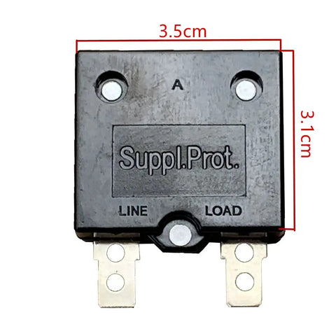 Front view of 30A Automatic Reset Circuit Breaker Thermal Switch For Kids Ride On Cars 125/250Vac 50Vdc Overload Protector