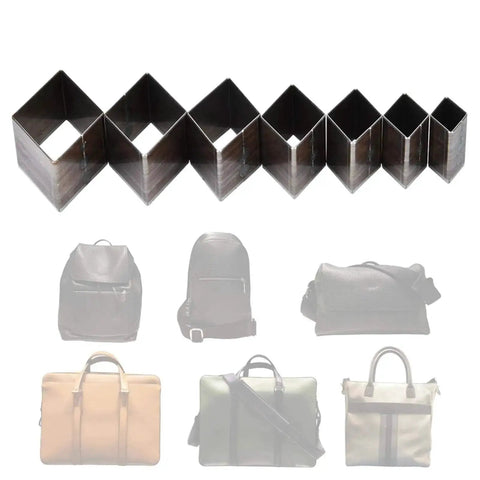 Seven Piece Leather Hole Punch Set With Diamond Shape Dies From 20mm To 50mm for DIY leather wallets, belts, purses, and crafts.