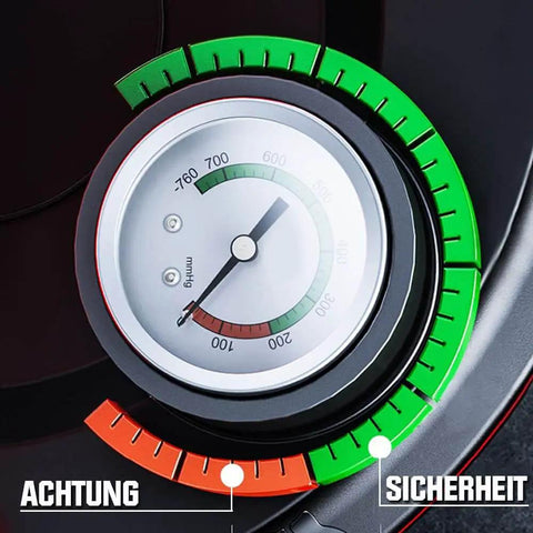 Pressure gauge barometer on 8 Inch Glass Suction Cups Set For Lifting Large Glass Up To 617 Pounds, showing safety levels.