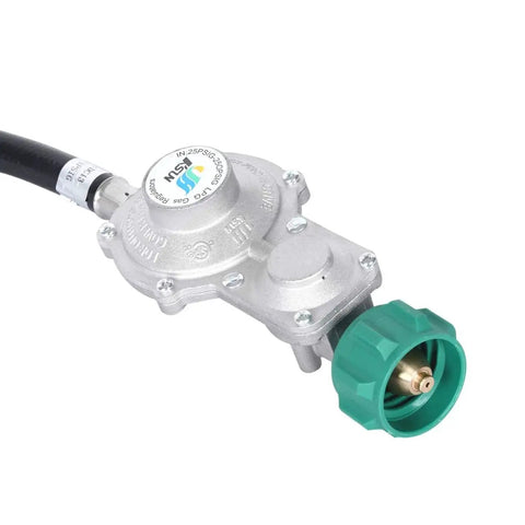 Two Stage Propane Regulator With 5 Foot Hose For Dual Fuel Generator And RV Appliances 11 Wc Outlet Pressure Qcc1 Type1 Compatible