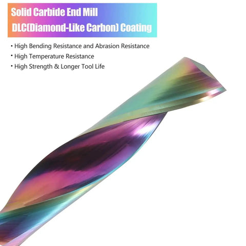 Single Flute CNC Router Bits For Aluminum Cutting One Eighth Inch Shank Solid Carbide Spiral End Mills With DLC Coating