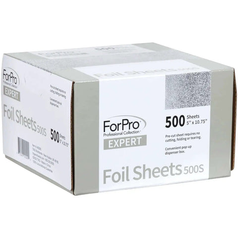 Embossed Pre-Cut Hair Foil Sheets In Pop-Up Dispenser, 5W X 10.75L, 500-Count, Pro-Grade Aluminum for salon use in packaging