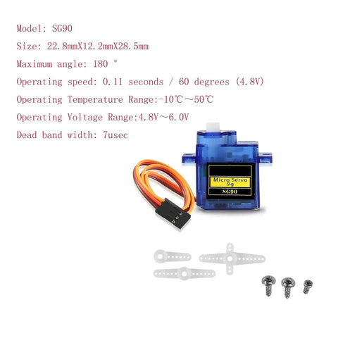 Two Pack SG90 9g Micro Servo Motors For RC Helicopters Planes Boats And Robots Ideal For Arduino And Raspberry Pi DIY Projects Includes Cable