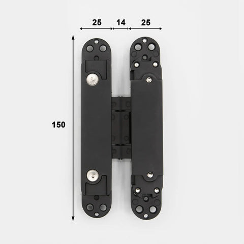 Hidden Door Hinge Set Two Pack Heavy Duty Concealed Hinge Zinc Alloy 180 Degree Swing For Interior Or Exterior Doors Black view