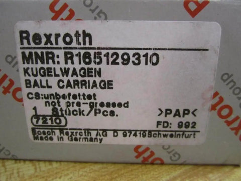 R165129310 Ball Carriage Rexroth Kugelwagen product label on packaging