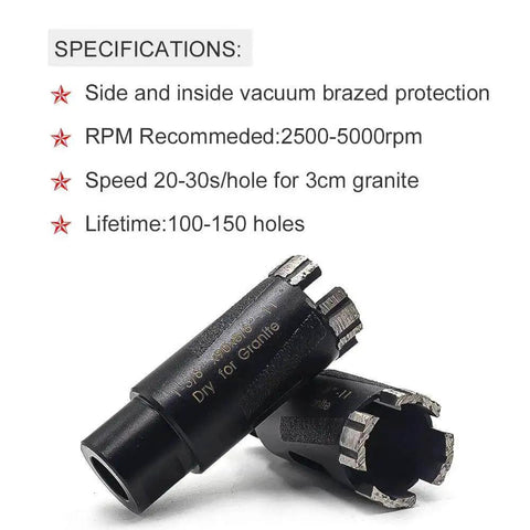 Pair of One And Three Eighths Inch Dry Diamond Core Drill Bits With Five Eighths Eleven Thread For Granite And Masonry