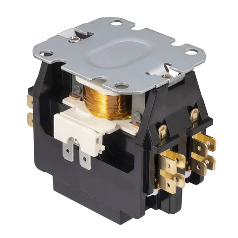 2 Pole 30 Amp 24 VAC Coil AC Contactor for air conditioner compressor with copper terminal contacts, ready to swap easy install 50 60 Hz