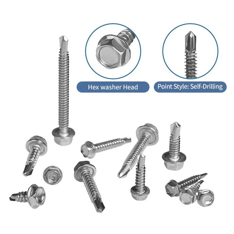 400 Piece Stainless Steel Self Tapping Screws Kit For Metal And Sheet Metal With Hex Washer Head Self Drilling Assortment In Sizes Eight