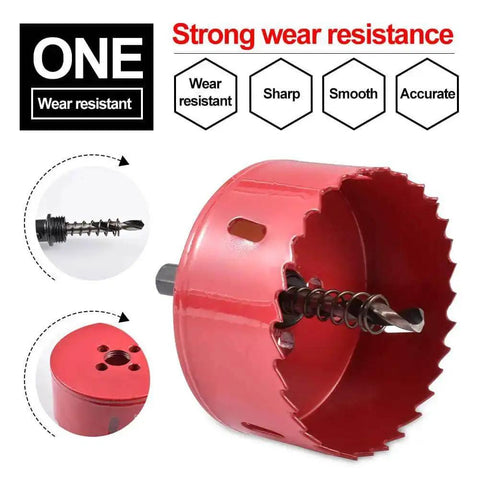 Bi Metal Hole Saw Set M42 HSS Ten Diameters 75mm Through 120mm Heavy Duty Cutter with sharp teeth and drill guide