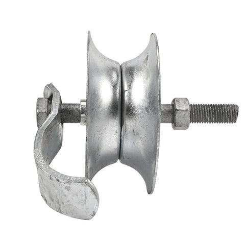 5-inch galvanized steel pipe track roller with mounting bolt and U-bracket for 1-5/8 inch pipe track