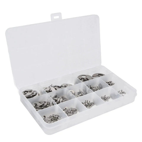 Beefy E Clip Circlip Retaining Ring Set 604 Stainless Steel Assortment Kit For Bearings And Gears Includes 1.5mm To 15mm Sizes
