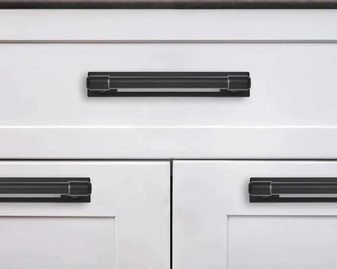 5 Pack 3 Inch Center To Center Black Cabinet Pull Backplates With Base Plate Zinc Matte Black Kitchen Cabinet Handles Installed