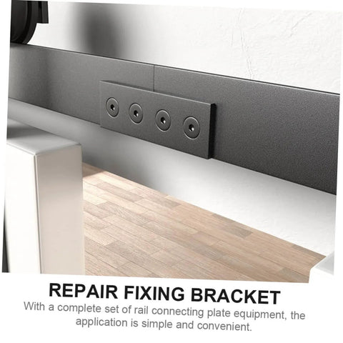 Heavy Duty Track Connecting Plates Set for Barn Doors and Indoor Sliding Doors, Carbon Steel Flat Mending Repair Plates in use.