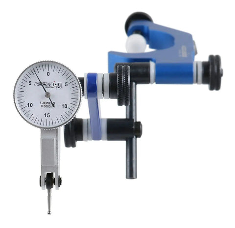 Precision Dial Test Indicator Kit With Universal Indicator Holder In Fitted Box For 0.03 Inch By 0.0005 Inch Indicators, 1.9488 Inch Clamp Diameter, 4.5 Inch Arm Length, Accepts 5/32 Inch Shank Or Dovetail, 0 To 12 Inch Reach, Accusize Industrial Tools.