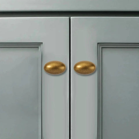 10 Pack Antique Brass Cabinet Knobs Made From High Quality Metal Solid Heavy Duty Oval Cupboard Drawer Hardware For Kitchen Cabinets