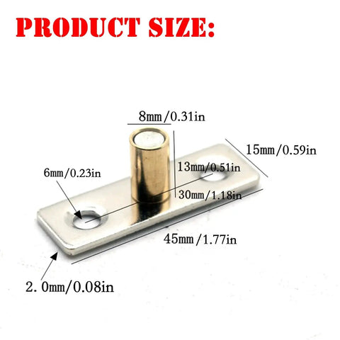 Close-up view of a stainless steel floor guide from the 4 Piece Roller Guide Set For Sliding Barn Doors In Stainless Steel Floor Guides For Track Hardware Durable Barn Door Accessories With Smooth Operation And Easy Installation Size 45mm Length 15mm Width 13mm Height with measurements labeled.