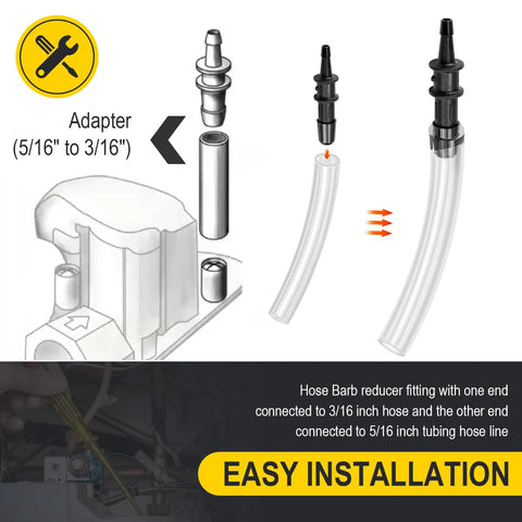 Manometer tube adapter 3/16–5/16 in, 2-pack with clear tubing and black fittings for gas appliance valves