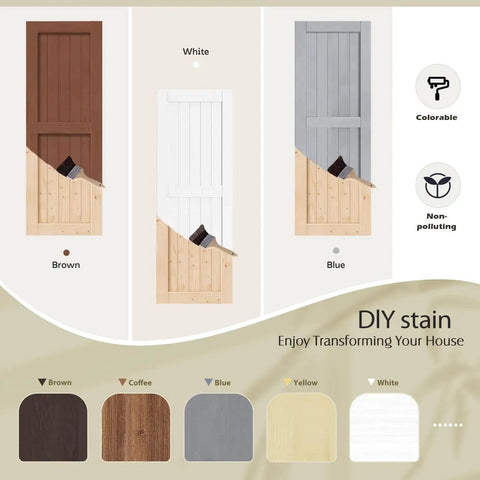 36 By 84 Inches Sliding Barn Door Solid Spruce Panelled Slab With H Frame For Interior Rooms And Storage Closets DIY