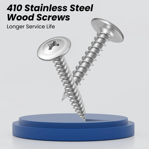 Wood Screw Set No 8 X 1 Inch Phillips Modified Truss Head Self Tapping Stainless Steel 410 For Woodworking And Home Repairs