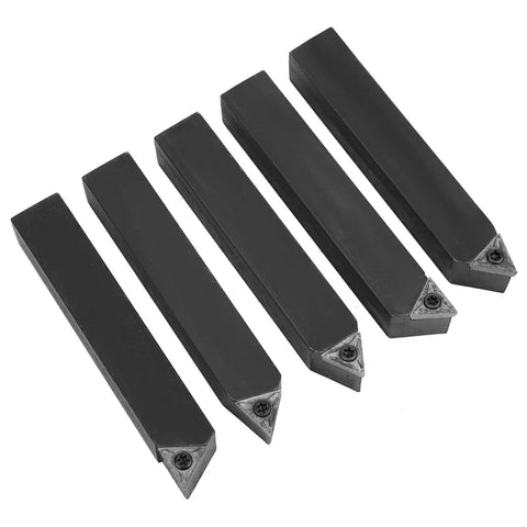 All In One Pro Grade Carbide Turning Tool Set Five Piece Indexable Cutter Kit With Three Quarter Inch Shanks And 60 Degree 75 Degree And 90 Degree Tips