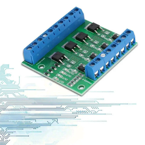 4 Channel MOSFET PWM Driver Module 3-20V To 3.7-27VDC 10A PLC Amplifier featuring high isolation optocoupler and stable performance