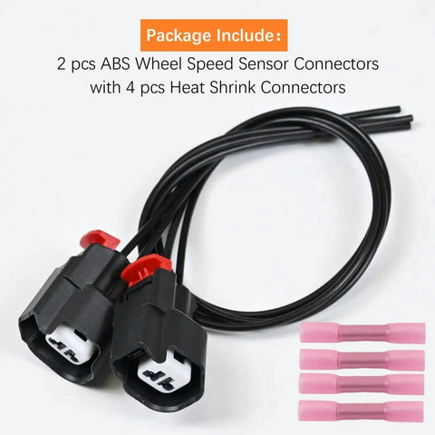 Abs Wheel Speed Sensor Connector Pigtail Wiring Harness Plug N Play with 4 heat shrink connectors, 12 inch 18 gauge wire