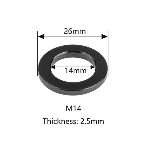 Titanium Flat Washers Set For Screws And Bolts, 6AL4V Aerospace Grade, M14, Black, Heavy Duty Sealing Ring Style
