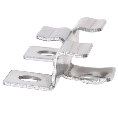 Close-up of stainless steel deck clip from 100 Pieces Decking Hidden Spacer Fasteners Board Clips With Self Tapping Screws Stainless Steel DIY Hardware