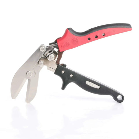 Offset Five Blade Duct Crimper For Tight Quarters And Overhead Runs One And Five Eighths Inch Double Crimp HVAC Duct Tool With Ergonomic Non Slip Handles One Hand Operation Easy Leverage Built Tough Made In USA