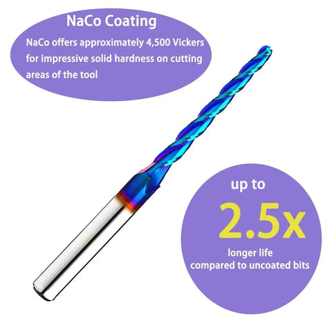 CNC Router Bit Ball Nose End Mill With Nano Blue Coating Upcut Dope Tool For Precise 3D Carving, 1/8 Inch Diameter