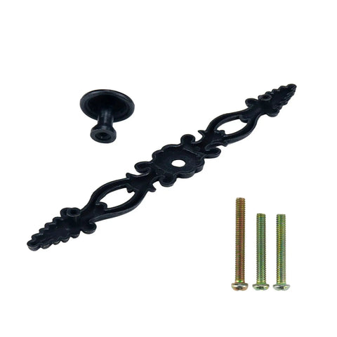Antique Black Cabinet Pulls 2 Pack Classic Vintage Dresser Drawer Handles Six Point Nine Seven Inch Length 128mm Center To Center 5 Hole Spacing Zinc Alloy With Screws For Furniture Cabinets Cupboards Dressers