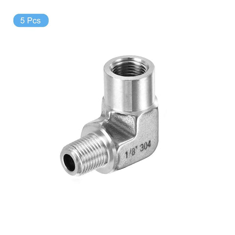 uxcell 1/8 in. male to 1/8 in. female 90° street elbow, 304 stainless steel pipe fitting, silver