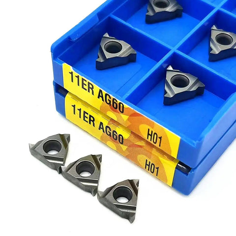 Threaded Turning Tool Aluminum Insert For 11IR 11ER AG60 H01 Lathe Tools CNC Threaded Insert 10 Pack One Box Color AG60 H01 Pro Grade Built To Last Durable Hard Alloy For Precision Turning
